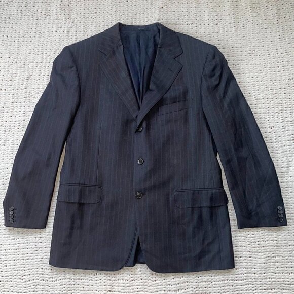 Ermenegildo Zegna 100% Wool Men's Pin Stripe Blazer Suit Jacket - Large - Picture 1 of 7